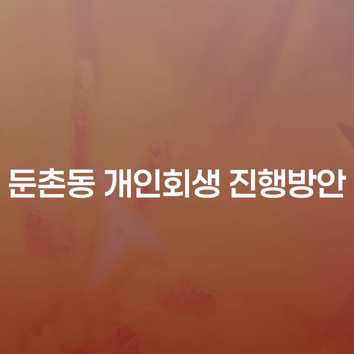 둔촌동 개인회생 진행방안