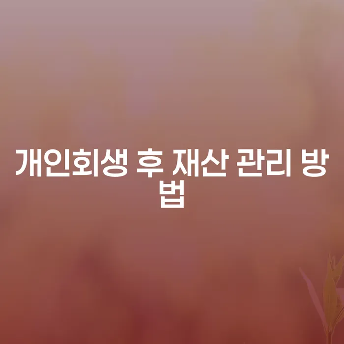 개인회생 후 재산을 어떻게 관리해야 할까요?